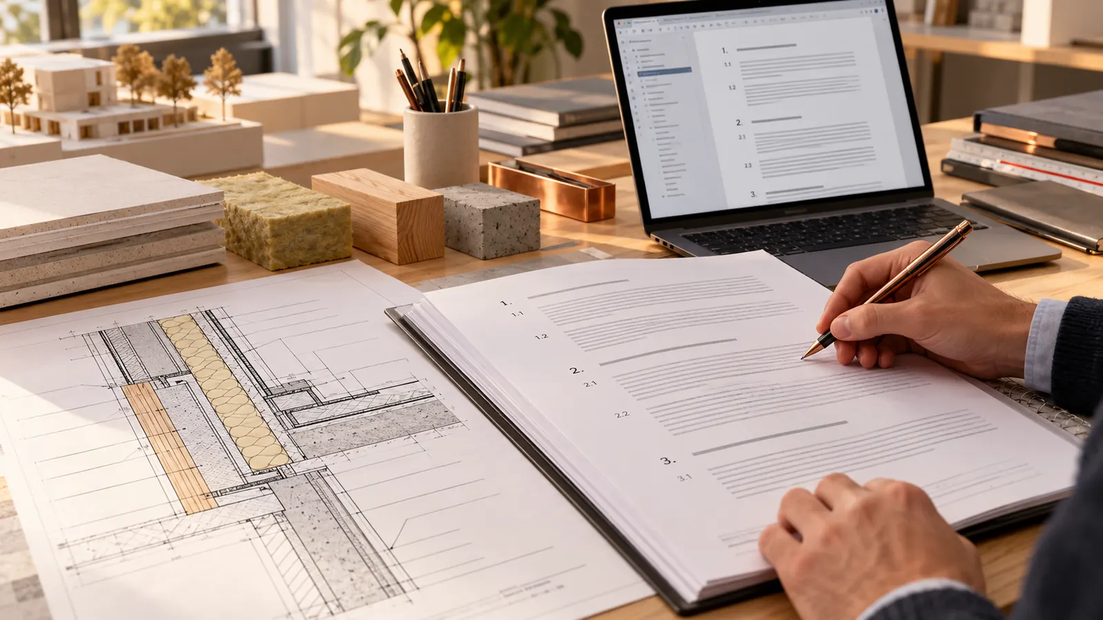Rédaction d’un CCTP accompagnée de détails constructifs et d’échantillons de matériaux